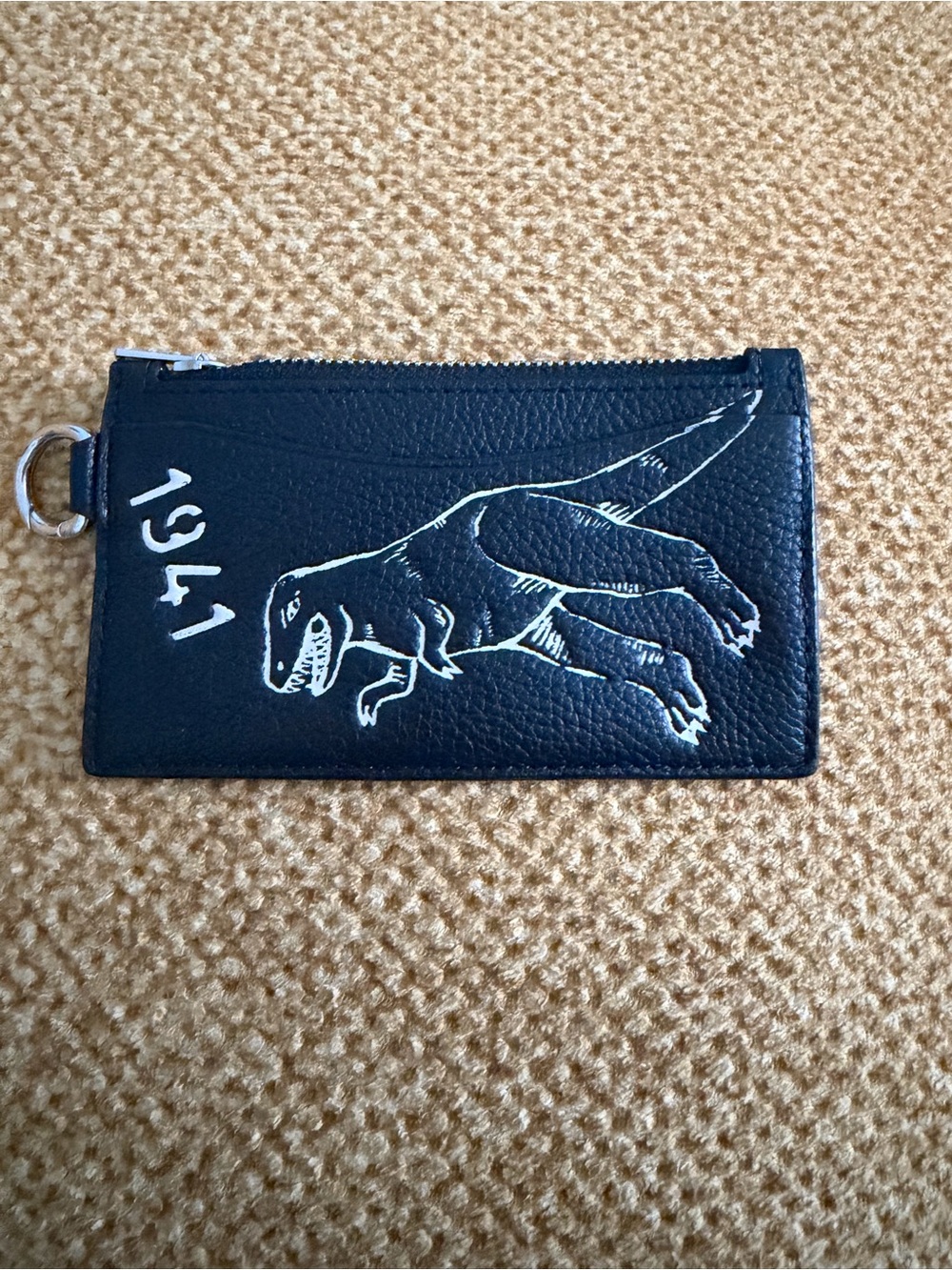 Coach x Rexy Black Leather Dino Zip Card Wallet
